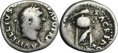 ANCIENT COINS Roman Imperial, Vitellius, DenariusRare denarius of Vitellius, one of the shorter reigning emperors. He ruled only 8 months.Roman Empire Vitellius (69), Denarius 69, Rome Obverse: laurea