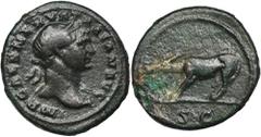 ANCIENT COINS Roman Imperial, Trajan, QuadransRare quadrans of Trajan with a very interesting type of reverse.Roman ImperialTrajan (98-117), Quadrans 114-117, Rome mint Obverse: laureate head rightIMP