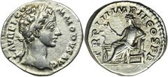 ANCIENT COINS Roman Imperial, Commodus, DenariusRoman Imperial Commodus (177-192), Denarius 177, mennica Rzym Obverse: laureate head right L AVREL COMMODVS AVG Reverse: Salus seated left, holding bran