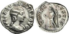 ANCIENT COINS Roman Imperial, Julia Soaemias, DenariusRoman ImperialJulia Soaemias (218-222, mother of Elegabalus), Denarius 218-222, Rome mintObverse: draped bust rightIVLIA SOAEMIAS AVGReverse: Venu