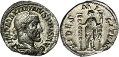 ANCIENT COINS Roman Imperial, Maximinus I Thrax, DenariusRoman Imperial Maximinus I Thrax (235-238), Denarius 235-236, Rome mint Obverse: laureate, draped and cuirassed bust right IMP MAXIMINVS PIVS A