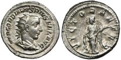 ANCIENT COINS Roman Imperial, Gordian III, AntoninianusRoman ImperialGordian III (238-244), Antoninianus 243-244, Rome mint Obverse: radiate, draped and cuirassed bust rightIMP GORDIANVS PIVS FEL AVGR