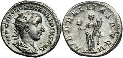 ANCIENT COINS Roman Imperial, Gordian III, AntoninianusBeautiful Antoninianus minted by Gordian III on the occasion of second congiarium.Roman ImperialGordian III (238-244), Antoninianus 240, Rome min