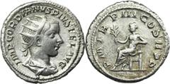 ANCIENT COINS Roman Imperial, Gordian III, AntoninianusRoman ImperialGordian III (238-244), Antoninianus 241-243, Rome mint Obverse: radiate, draped and cuirassed bust rightIMP GORDIANVS PIVS FEL AVGR