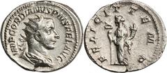 ANCIENT COINS Roman Imperial, Gordian III, AntoninianusRoman ImperialGordian III (238-244), Antoninianus 243-244, Rome mint Obverse: radiate, draped and cuirassed bust rightIMP GORDIANVS PIVS FEL AVGR