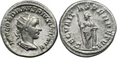 ANCIENT COINS Roman Imperial, Gordian III, AntoninianusRoman ImperialGordian III (238-244), Antoninianus 243-244, Rome mint Obverse: radiate, draped and cuirassed bust rightIMP GORDIANVS PIVS FEL AVGR