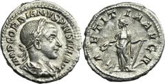ANCIENT COINS Roman Imperial, Gordian III, DenariusRoman ImperialGordian III (238-244), Denarius 241-243, Rome mint Obverse: laureate, draped and cuirassed bust rightIMP GORDIANVS PIVS FEL AVGReverse: