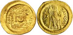 ANCIENT COINS Byzantine Empire, Justin II, Solidus Attractive coin with plenty of mint luster.Byzantine Empire Justin II (565–578), Tremissis, Constantinople mint Obverse: helmeted and cuirassed bust 