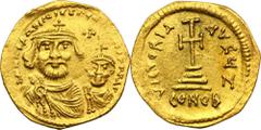 ANCIENT COINS Byzantine Empire, Heraclius and Heraclius Constantinus, SolidusByzantine Empire Heraclius and Heraclius Constantine (610-641), Solidus, Constantinople mint Obverse: busts of Heraclius an