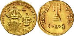 ANCIENT COINS Byzantine Empire, Constans II with Constantine IV, SolidusByzantine Empire Constans II with Constantine IV (641-668), Solidus 654-659, Constantinople mint Obverse: busts of Constans II a