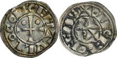 EUROPEAN MEDIEVAL France, Lordship of Béarn, Denier - RARERare denier struck with immobilized dies of Centule IV.Centule III (1012-1058) received sovereignty over the country from Sancho the Great, Du