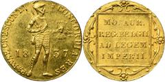 WORLD COINS AND MEDALS Russia, Nicholas I, Dutch type ducat Petersburg 1837Russian ducat of Nicholas I, minted in 1849 in Petersburg, imitating Dutch ducats. On the obverse, on the sides of the knight