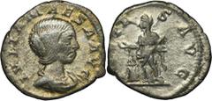 ANCIENT COINS Roman Imperial, Julia Maesa, DenariusRoman ImperialJulia Maesa (218-224, grandmother of Elagabal and Alexander Severus), Denarius, Rome mintObverse: bust of Julia facing rightIVLIA MAESA