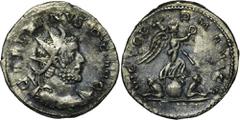 ANCIENT COINS Roman Imperial, Gallienus, AntoninianusRoman Imperial Gallienus (253-268), Antoninianus 258-259, Lugdunum mintObverse: radiate, cuirassed bust right GALLIENVS P F AVGReverse: Victory wal