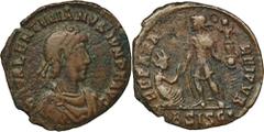 ANCIENT COINS Roman Imperial, Valentinian II, FollisRoman ImperialValentinian II (375–392), Follis 378-383, Siscia mintObverse: pearl-diademed, draped, and cuirassed bust rightD N VALENTINIANVS IVN P 