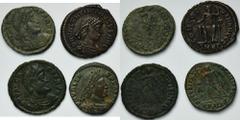 ANCIENT COINS Set, Roman Imperial, Follis (4 pcs.)Set of four coins of Roman Empire. Folles of Valens and Valentinianus II. Zestaw czterech monet z okresu Cesarstwa Rzymskiego. Follisy cesarza Walensa