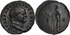 PREMIUM ANCIENT AND WORLD COINS Roman Imperial, Vespasian, AsBeautiful mint As of Emperor Vespasian with chocolate patina. Ex. Classical Numismatic Group, Electronic Auction 354 (1/7/2015), lot 519. R