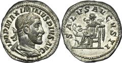 PREMIUM ANCIENT AND WORLD COINS Roman Imperial, Maximinus I Thrax, Denarius Mint luster on both sides.Roman Imperial Maximinus I Thrax (235-238), Denarius 235-236, Rome mint Obverse: laureate, draped,