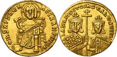 PREMIUM ANCIENT AND WORLD COINS Byzantine Empire, Basil I the Macedonian, SolidusByzantine EmpireBasil I (867–886), Solidus 870-871, Constantinople mintObverse: Christ, nimbate, seated facing, wearing