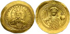 PREMIUM ANCIENT AND WORLD COINS Byzantine Empire, Constantine IX Monomachus, HistamenonByzantine Empire Constantine IX (1042-1055), Histamenon, Constantinople mintObverse: nimbate bust of Christ holdi