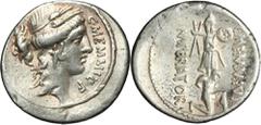 ANCIENT COINS Roman Republic, C. Memmius C. f., DenariusRoman Republic C. Memmius C. f. (56 BC), Denarius, Rome mint Obverse: Ceres head right, wearing wreath of grain earsC MEMMI C F Reverse: naked c