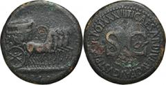 ANCIENT COINS Roman Imperial, Tiberius, Sestertius - RARERarer sestertius of Emperor Tiberius.Corrosion on both sides of the coin.Roman Imperial Tiberius (14-37), Sestertius 35-36, Rome mint Obverse: 