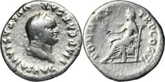 ANCIENT COINS Roman Imperial, Vespasian, DenariusRoman Imperial Vespasian (69-79), Denarius 75, Rome mint Obverse: laureate head of the emperor facing right IMP CAESAR VESPASIANVS AVG Reverse: Pax sea