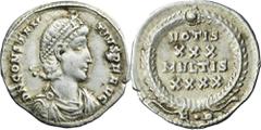 ANCIENT COINS Roman Imperial, Constantius II, Siliqua Cleaned.Roman Imperial Constantius II (324–361), Siliqua 351-355, Constantinople mint Obverse: pearl-diademed, draped and cuirassed bust right D N
