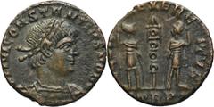 ANCIENT COINS Roman Imperial, Constantius II, FollisRoman Imperial Constantius II (337-361) as ceasar, Follis 335-337, Trier mint Obverse: diademed, draped and cuirassed bust rightFL IVL CONSTANTIVS N