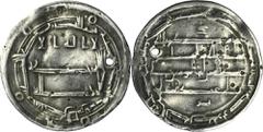 EUROPEAN MEDIEVAL Abbasid, al-Rashid, DirhamCoin with hole. Abbasid al-Rashid 170-193 AH (786-809), Dirham 190 AH, Ma'din al-Shah mint Diameter 26 mm, weight 2.70 gMoneta z dziurką. Abbasydzi al-Rashi