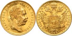 WORLD COINS AND MEDALS | A - M COUNTRIES Austria, Franz Joseph I, Ducat Wien 1915 - RESTRIKERestrike of the ducat from 1915. '986' gold. Diameter 20 mm, weight 3.49 gNowe bicie dukata z 1915 roku.Złot