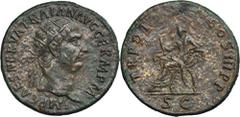 ANCIENT COINS Roman Imperial, Trajan, DupondiusRoman ImperialTrajan (98-117), Dupondius 99-100, Rome mint Obverse: radiate head rightIMP CAES NERVA TRAIAN AVG GERM P MReverse: Abundantia seated left, 