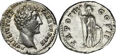 ANCIENT COINS Roman Imperial, Marcus Aurelius, DenariusBeautiful, mint state denarius of Marcus Aurelius as Caesar.Roman Imperial Marcus Aurelius (161-180), Denarius 148-149, Rome mint Obverse: bare h