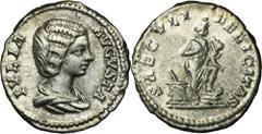 ANCIENT COINS Roman Imperial, Julia Domna, DenariusRare type of reverse.Roman ImperialJulia Domna (wife of Septimius Severus, 193-217), Denarius, Rome mint Obverse: draped bust rightIVLIA AVGVSTARever