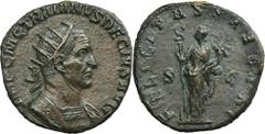 ANCIENT COINS Roman Imperial, Trajan Decius, Double SestertiusRare and beautiful, double sestertius with sharp detail and effective patina struck by Trajan Decius.Double Sestertius was introduced by D