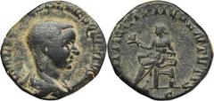 ANCIENT COINS Roman Imperial, Hostilian, SestertiusHostilian's coins are much less common than many other coins due to the short reign of this Emperor. Hostilian was promoted to the title of Caesar in