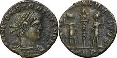 ANCIENT COINS Roman Imperial, Constantius II, FollisRoman Imperial Constantius II (337-361) as ceasar, Follis 335-337, Trier mint Obverse: diademed, draped and cuirassed bust rightFL IVL CONSTANTIVS N