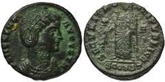 Antic coins Cesarstwo Rzymskie, Helena jako Augusta (325-329), Follis Arles 329 ne.Ładna zielona patyna. Dobry detal.Awers: popiersie cesarzowej w diademie w prawo, wokoło napis:FL HELENA AVGVSTA Rewe
