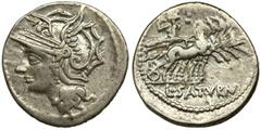 Roman Republic Roman Republic, Appuleius Saturninus, DenariusNice denarius, minted in Rome in 104 BC by one of the monetary triumvirs of that year, Lucius Appuleius Saturninus, descended from the old 