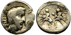 Roman Republic Roman Republic, Titurius Sabinus, DenariusRoman Republic L. Titurius L. f. Sabinus (89 BC), Denarius 89 BC, Rome mint Obverse: bareheaded and bearded head of King Tatius right, SABIN do
