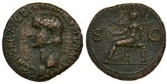 Roman Imperial Roman Imperial, Caligula, AsRoman Imperial Caligula (37-41), As 37-38, Rome mint Obverse: bare head leftC CAESAR AVG GERMANICVS PON M TR POTReverse: Vesta seated left on ornamental thro