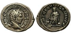 Roman Imperial Roman Imperial, Caracalla, DenariusRoman ImperialCaracalla (188-217), Denarius 215, Rome mint Obverse: laureate head rightANTONINVS PIVS AVG GERMReverse: Aesclepius standing front, hold