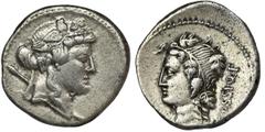 ANCIENT COINS Roman Republic, L. Cassius Q. f. Longinus, DenariusRoman Republic L. Cassius Q. f. Longinus, Denarius 78 BC, Rome mint Obverse: ivy wreathed head of Bachus right, with thyrsus over shoul