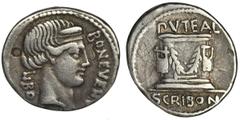 ANCIENT COINS Roman Republic, L. Scribonius Libo, DenariusRoman Republic L. Scribonius Libo (62 BC), Denarius, Rome mint Obverse: head of Bonus Eventus right, BON EVENT LIBO on the sides Reverse: Pute