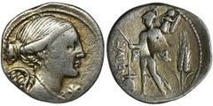 ANCIENT COINS Roman Republic, L. Valerius Flaccus DenariusRoman Republic L. Valerius Flaccus (108-107 BC), Denarius 108-107 BC, Rome mint Obverse: bust of winged Victoria facing right, star under her 