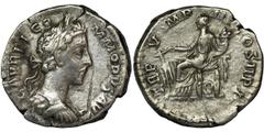 ANCIENT COINS Roman Imperial, Commodus, DenariusRoman Imperial Commodus (177-192), Denarius 188-189, mennica Rzym Obverse: laureate head right L AVREL COMMODVS AVG Reverse: Fortuna seated left, holdin