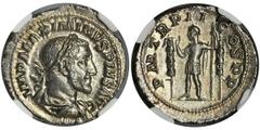 ANCIENT COINS Roman Imperial, Maximinus I Thrax, Denarius - NGC MSBeautiful coin with a delicate patina. Outstanding detail rated by NGC 5/5 and a mint background with a surface rating of 4/5. Roman I