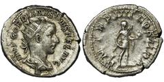 ANCIENT COINS Roman Imperial, Gordian III, AntoninianusRoman ImperialGordian III (238-244), Antoninianus 241-243, Rome mint Obverse: radiate, draped and cuirassed bust rightIMP GORDIANVS PIVS FEL AVGR