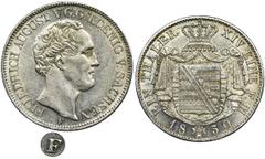 WORLD COINS AND MEDALS Germany, Saxony, Friedrich August II, Thaler Dresden 1850 F - VERY RAREVery rare Saxon thaler with the letter F, the initial of the mintmaster Gustav Theodor Fischer.Beautifull 