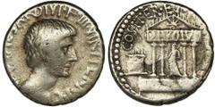ANCIENT COINS Roman Republic, Octavian August, DenariusVery interesting Octavian's denarius with representation on the reverse of the temple in honor of Julius Caesar. Roman RepublicOctavian August (4